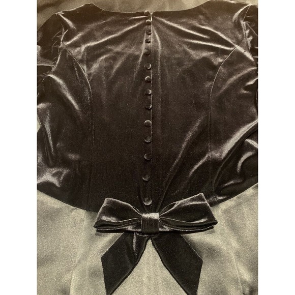 PAPELL BOUTIQUE Black Velvet Long Evening Dress 12 Long‎ Sleeve Vintage Glamor - Picture 5 of 8
